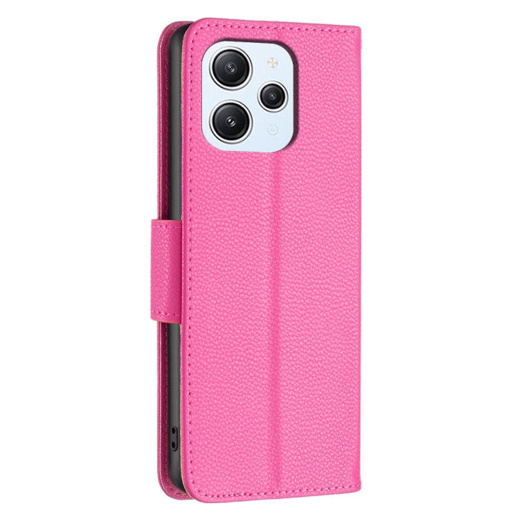 For Xiaomi Redmi 12 4G Litchi Texture Pure Color Leather Phone Case(Rose Red) - Xiaomi Cases by buy2fix | Online Shopping UK | buy2fix