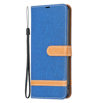 For Xiaomi Redmi 12 4G Color Block Denim Texture Leather Phone Case(Royal Blue) - Xiaomi Cases by buy2fix | Online Shopping UK | buy2fix