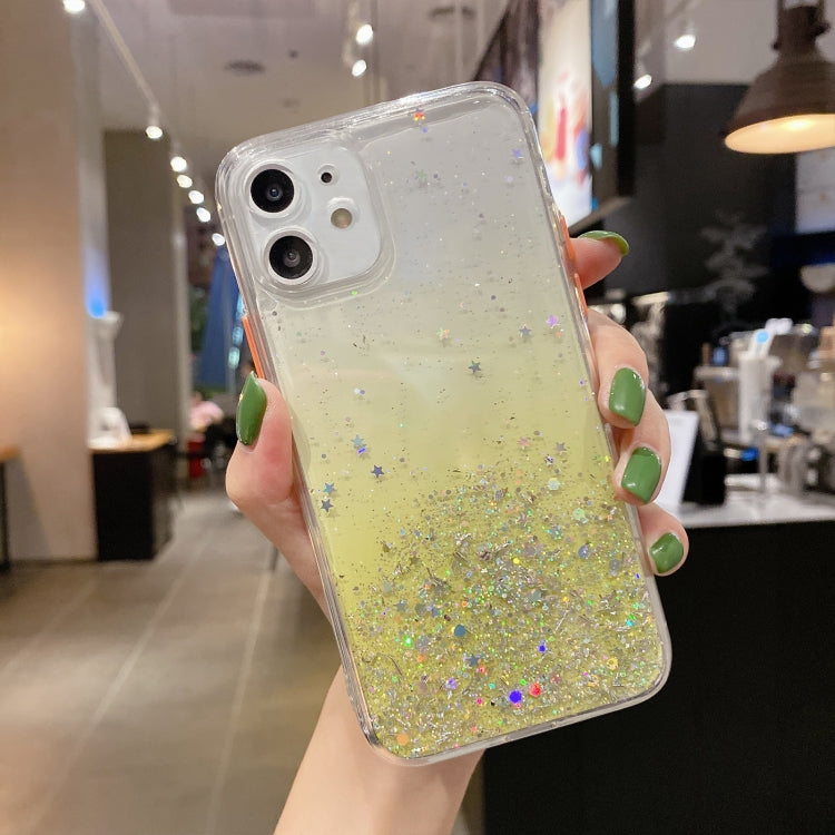 For iPhone 12 mini Starry Gradient Glitter Powder TPU Phone Case(Yellow) - iPhone 12 mini Cases by buy2fix | Online Shopping UK | buy2fix