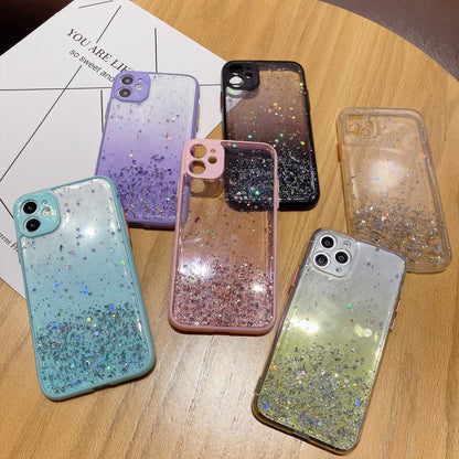 For iPhone XS / X Starry Gradient Glitter Powder TPU Phone Case(Black) - More iPhone Cases by buy2fix | Online Shopping UK | buy2fix