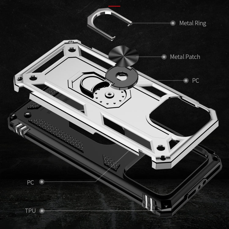 For iPhone 15 Shockproof TPU + PC Phone Case with Holder(Silver) - iPhone 15 Cases by buy2fix | Online Shopping UK | buy2fix