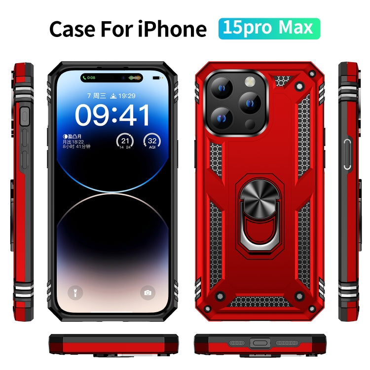 For iPhone 15 Pro Max Shockproof TPU + PC Phone Case with Holder(Red) - iPhone 15 Pro Max Cases by buy2fix | Online Shopping UK | buy2fix