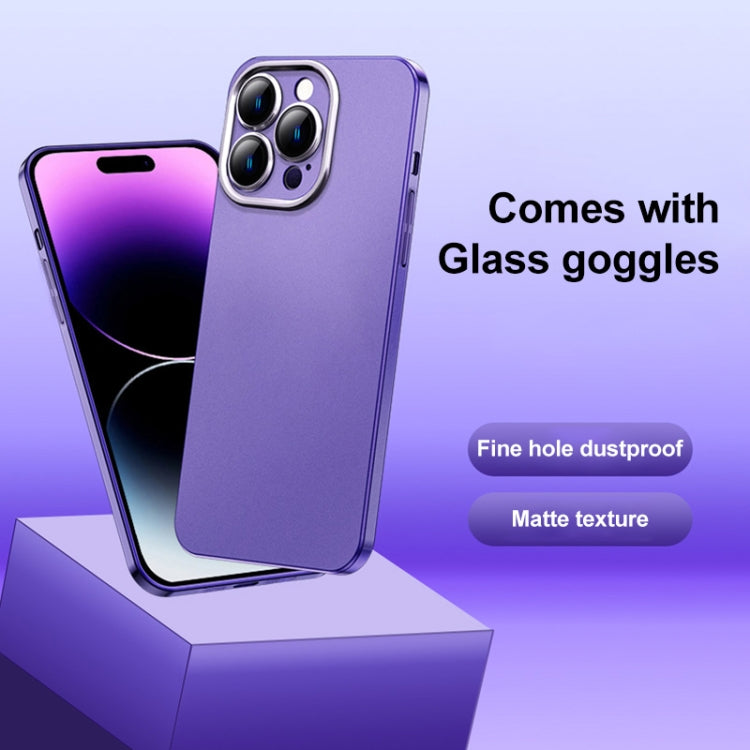 For iPhone 14 Frosted Metal Material Phone Case with Lens Protection(Dark Blue) - iPhone 14 Cases by buy2fix | Online Shopping UK | buy2fix