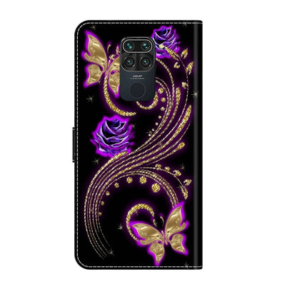 For Xiaomi Redmi Note 9 Crystal 3D Shockproof Protective Leather Phone Case(Purple Flower Butterfly) - Xiaomi Cases by buy2fix | Online Shopping UK | buy2fix