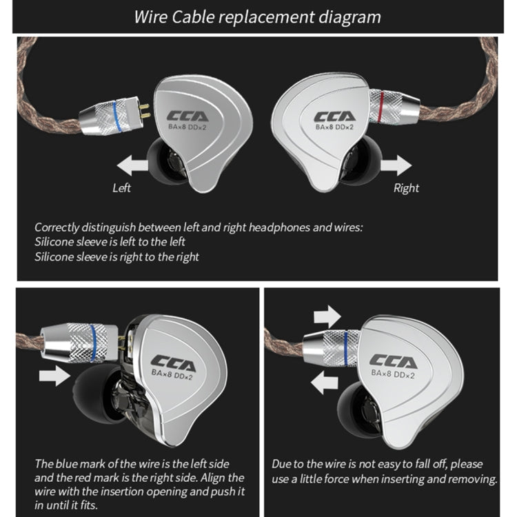 CCA CCA-C10 3.5mm Gold Plated Plug Ten Unit Hybrid Wire-controlled In-ear Earphone, Type:without Mic(Charm Black) - In Ear Wired Earphone by CCA | Online Shopping UK | buy2fix