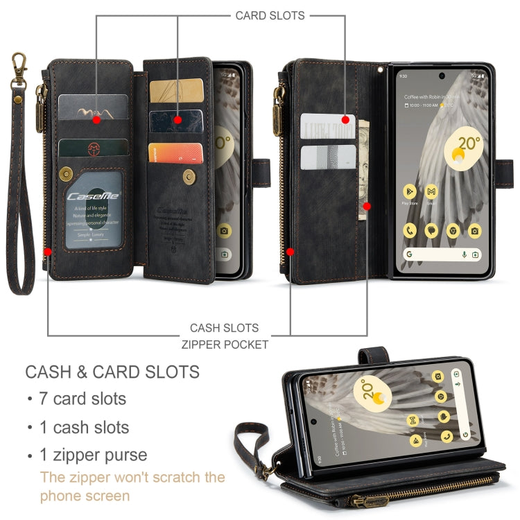 For Google Pixel Fold CaseMe C30 Multifunctional Leather Phone Case(Black) - Google Cases by CaseMe | Online Shopping UK | buy2fix