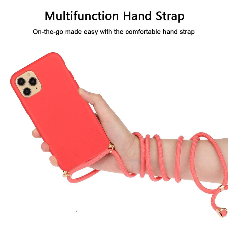 For iPhone 15 Pro Max Wheat Straw Material + TPU Phone Case with Lanyard(Red) - iPhone 15 Pro Max Cases by buy2fix | Online Shopping UK | buy2fix