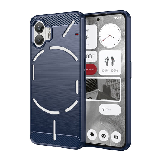 For Nothing Phone 2 Brushed Texture Carbon Fiber TPU Phone Case(Blue) - More Brand by buy2fix | Online Shopping UK | buy2fix