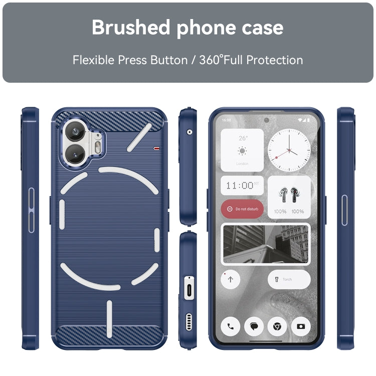 For Nothing Phone 2 Brushed Texture Carbon Fiber TPU Phone Case(Blue) - More Brand by buy2fix | Online Shopping UK | buy2fix