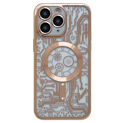 For iPhone 11 Pro Electroplated Circuit Board Pattern MagSafe Phone Case(Gold) - iPhone 11 Pro Cases by buy2fix | Online Shopping UK | buy2fix