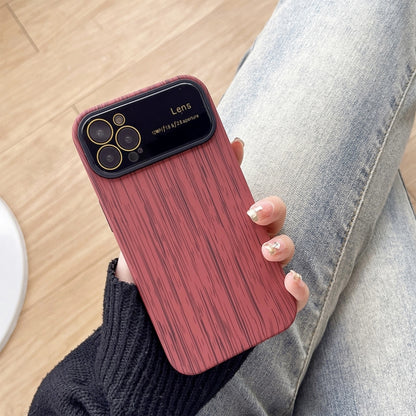 For iPhone 13 Pro Max Wood Grain TPU Phone Case with Lens Film(Red) - iPhone 13 Pro Max Cases by buy2fix | Online Shopping UK | buy2fix