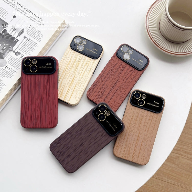 For iPhone XR Wood Grain TPU Phone Case with Lens Film(Brown) - More iPhone Cases by buy2fix | Online Shopping UK | buy2fix