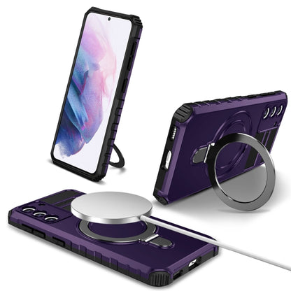 For Samsung Galaxy S21 5G MagSafe Magnetic Holder Phone Case(Purple) - Galaxy S21 5G Cases by buy2fix | Online Shopping UK | buy2fix