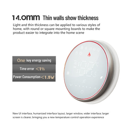 BHT-6001GAL 95-240V AC 5A Smart Round Thermostat Water Heating LED Thermostat Without WiFi(White) - Thermostat & Thermometer by buy2fix | Online Shopping UK | buy2fix