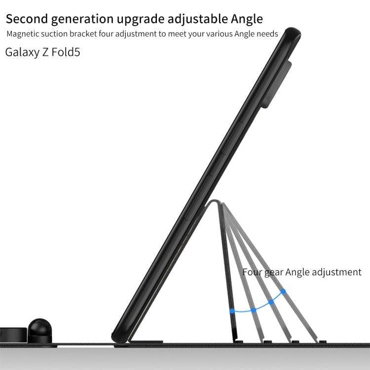 For Samsung Galaxy Z Fold5 GKK Gear Adjustment Bluetooth Keyboard Leather Case with Pen + Keyboard + Mouse + Case(Carbon Fibre) - Samsung Keyboard by GKK | Online Shopping UK | buy2fix