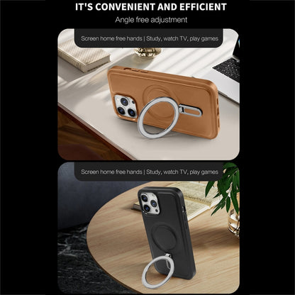 For iPhone 11 MagSafe Magnetic Holder Phone Case(Brown) - iPhone 11 Cases by buy2fix | Online Shopping UK | buy2fix