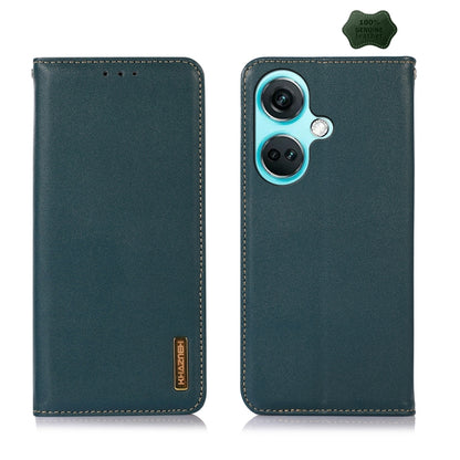 For OnePlus Nord CE3 5G KHAZNEH Nappa Top Layer Cowhide Leather Phone Case(Green) - OnePlus Cases by buy2fix | Online Shopping UK | buy2fix