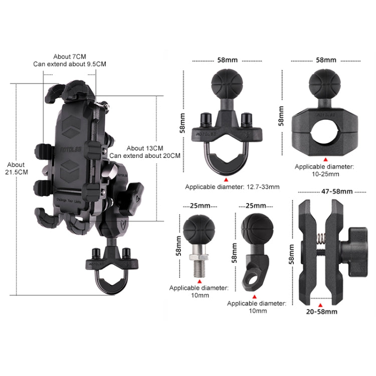 MOTOSLG Crab Motorcycle Phone Clamp Bracket U-Type Headbar Mount(Black) - Holder by MOTOLSG | Online Shopping UK | buy2fix