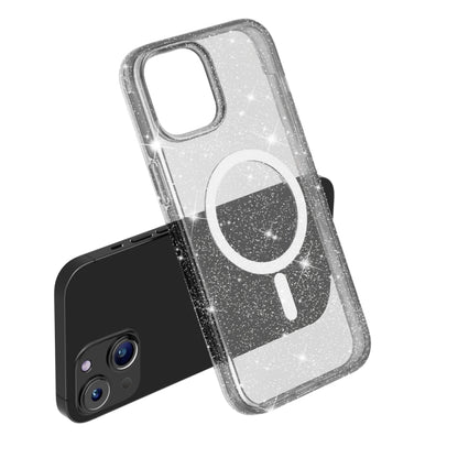 For iPhone 15 Terminator Style Glitter Powder MagSafe Magnetic Phone Case(Black) - iPhone 15 Cases by buy2fix | Online Shopping UK | buy2fix