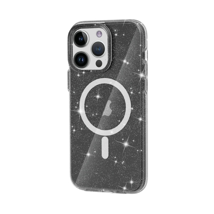 For iPhone 15 Pro Terminator Style Glitter Powder MagSafe Magnetic Phone Case(Black) - iPhone 15 Pro Cases by buy2fix | Online Shopping UK | buy2fix