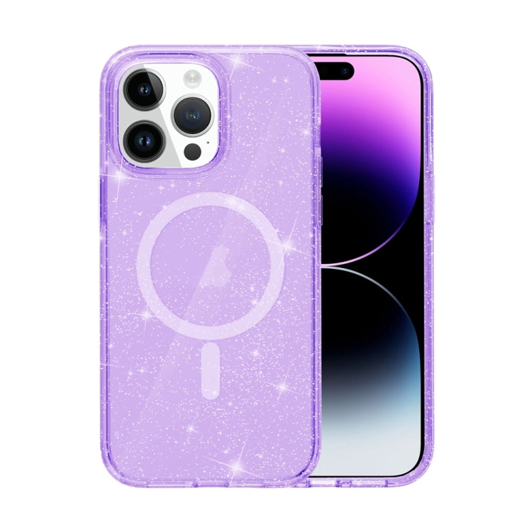 For iPhone 15 Pro Max Terminator Style Glitter Powder MagSafe Magnetic Phone Case(Purple) - iPhone 15 Pro Max Cases by buy2fix | Online Shopping UK | buy2fix