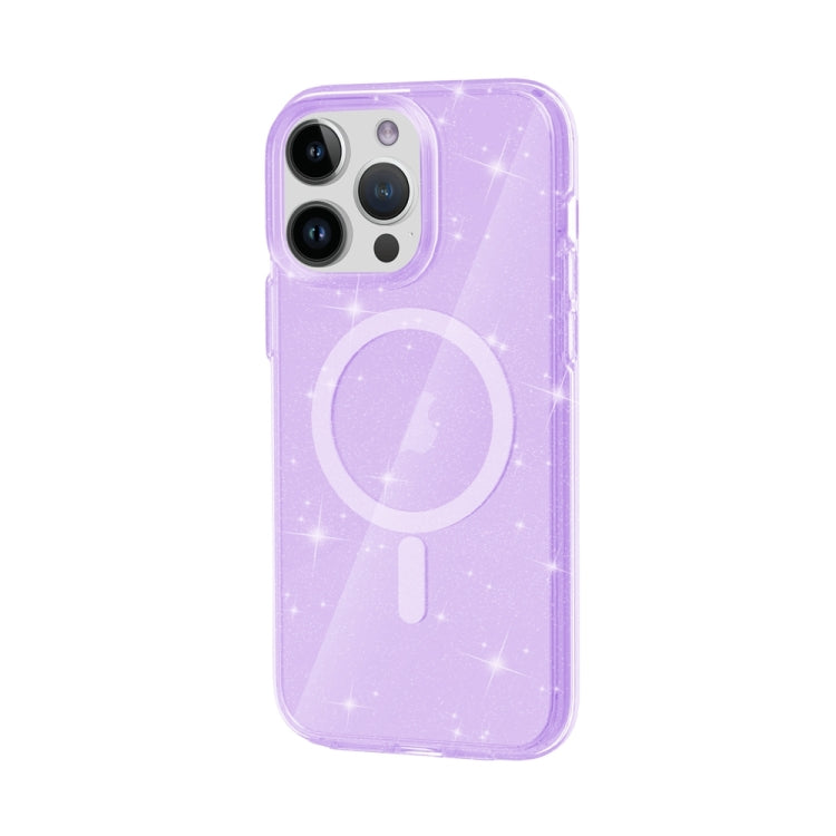 For iPhone 15 Pro Max Terminator Style Glitter Powder MagSafe Magnetic Phone Case(Purple) - iPhone 15 Pro Max Cases by buy2fix | Online Shopping UK | buy2fix