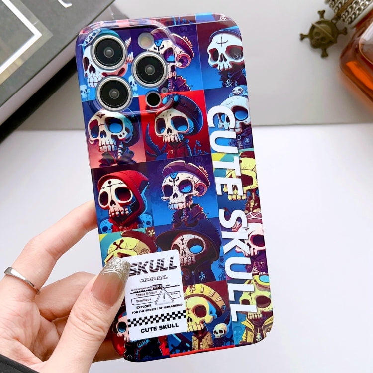 For iPhone 14 Pro Max Painted Pattern Precise Hole PC Phone Case(Cute Skull) - iPhone 14 Pro Max Cases by buy2fix | Online Shopping UK | buy2fix