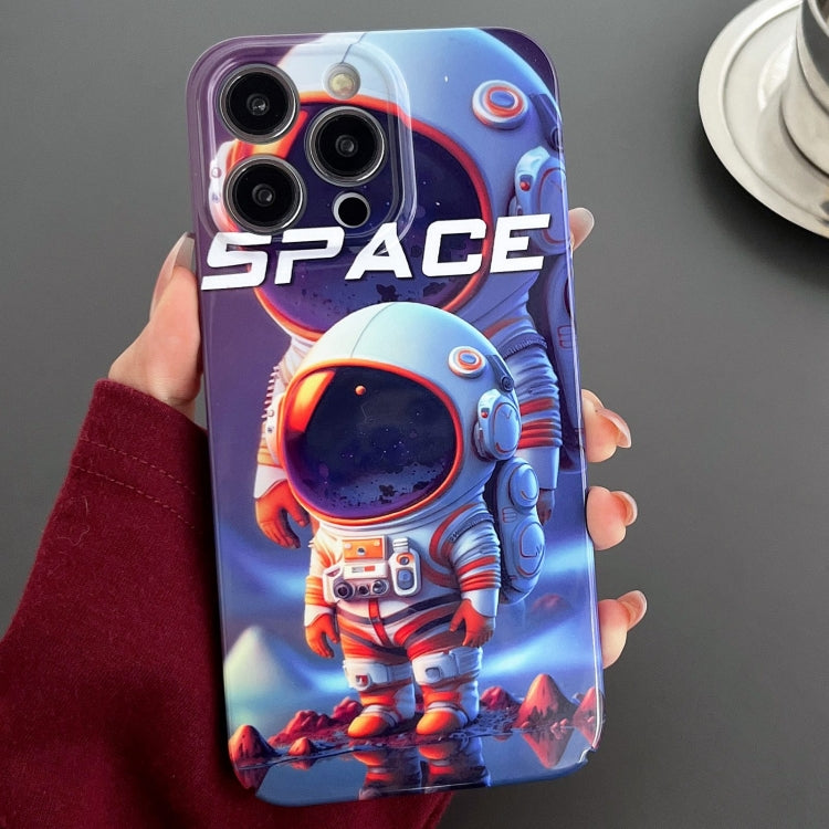 For iPhone 11 Pro Max Painted Pattern Precise Hole PC Phone Case(Orange White Astronaut) - iPhone 11 Pro Max Cases by buy2fix | Online Shopping UK | buy2fix