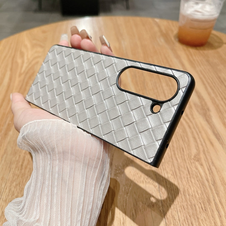 For Samsung Galaxy Z Fold5 5G Woven Texture Folding Phone Case(Grey) - Galaxy Z Fold5 Cases by buy2fix | Online Shopping UK | buy2fix