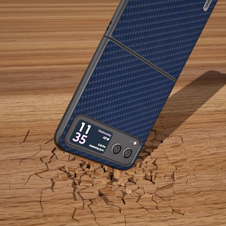 For Motorola Razr 40 ABELL Carbon Fiber Protective Phone Case(Dark Blue) - Motorola Cases by buy2fix | Online Shopping UK | buy2fix