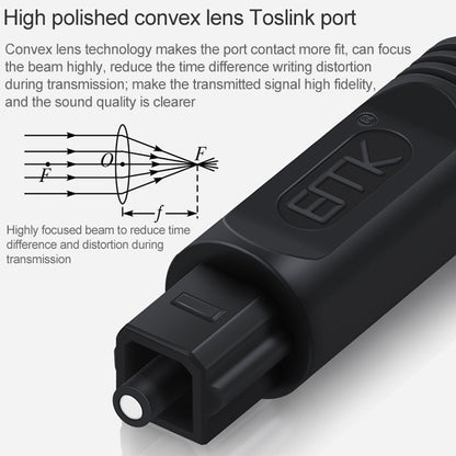 1.5m EMK OD4.0mm Square Port to Square Port Digital Audio Speaker Optical Fiber Connecting Cable(Black) - Audio Optical Cables by EMK | Online Shopping UK | buy2fix