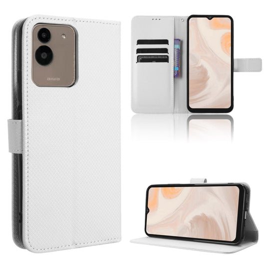 For Aiwa Phone B-2 JA3-SMP0602 Diamond Texture Leather Phone Case(White) - More Brand by buy2fix | Online Shopping UK | buy2fix