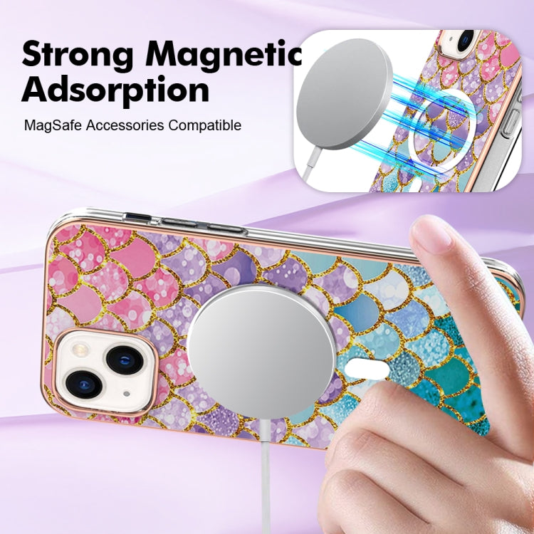 For iPhone 15 Marble Pattern Dual-side IMD Magsafe TPU Phone Case(Colorful Scales) - iPhone 15 Cases by buy2fix | Online Shopping UK | buy2fix