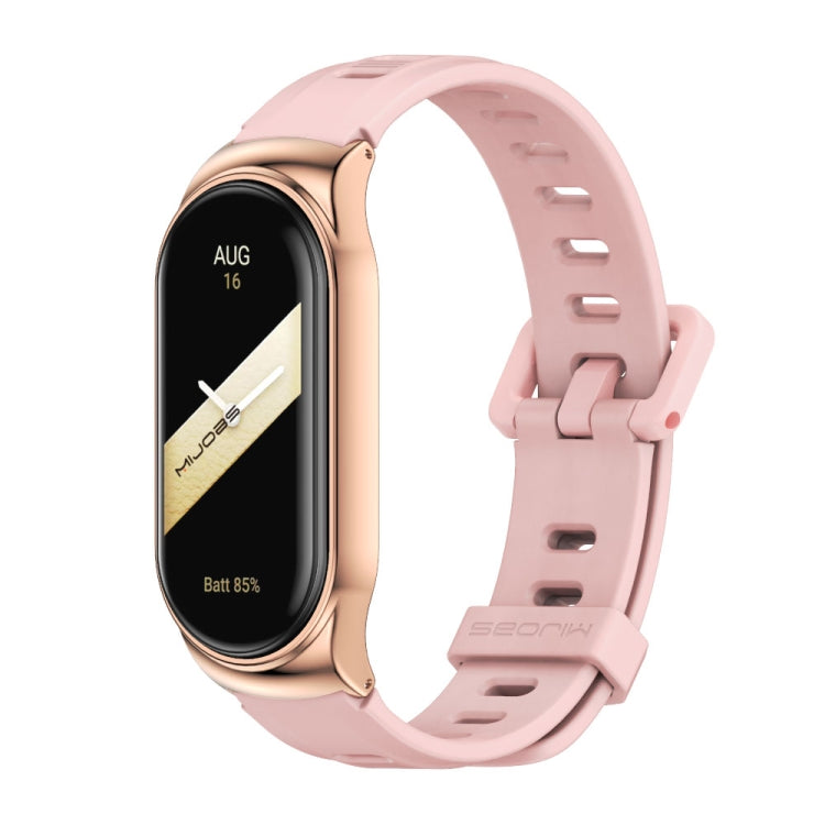 For Xiaomi Mi Band 8 Mijobs CS Case Flat Hole Silicone Watch Band(Pink Rose Gold) - Watch Bands by MIJOBS | Online Shopping UK | buy2fix