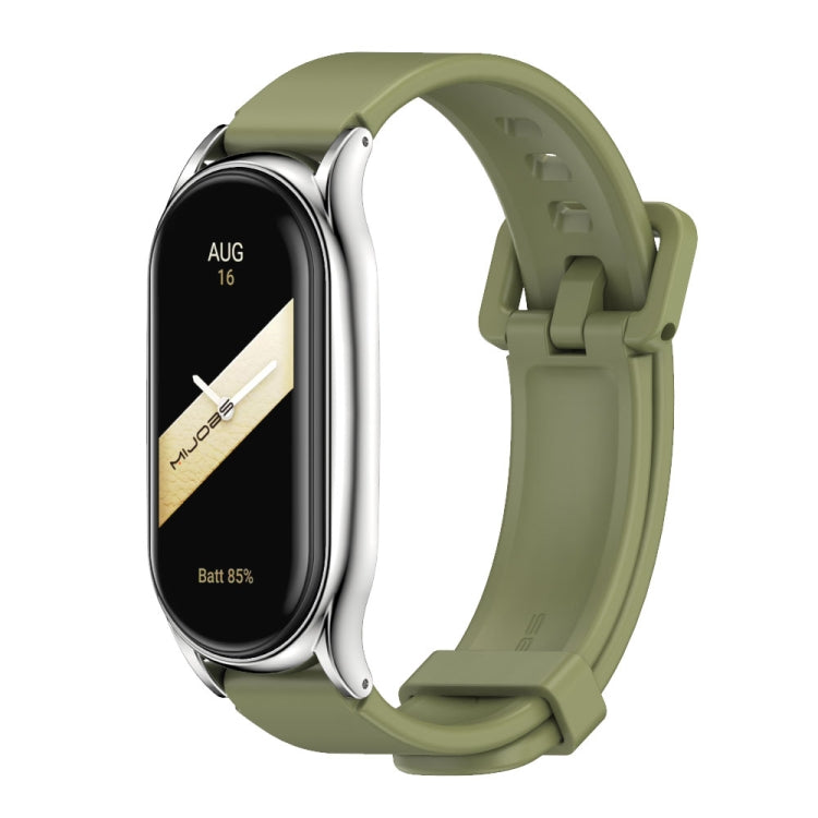 For Xiaomi Mi Band 8 Mijobs Plus Case Silicone Watch Band(Army Green Silver) - Watch Bands by MIJOBS | Online Shopping UK | buy2fix