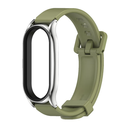 For Xiaomi Mi Band 8 Mijobs Plus Case Silicone Watch Band(Army Green Silver) - Watch Bands by MIJOBS | Online Shopping UK | buy2fix