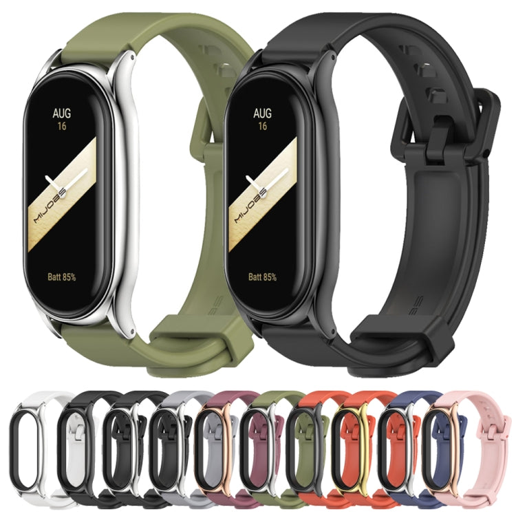 For Xiaomi Mi Band 8 Mijobs Plus Case Silicone Watch Band(Army Green Silver) - Watch Bands by MIJOBS | Online Shopping UK | buy2fix