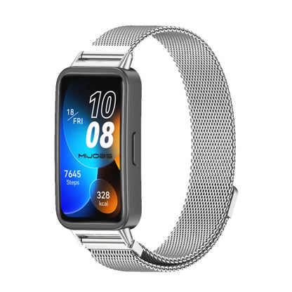 For Huawei Band 8 / 9 Mijobs Milan Magnetic Stainless Steel Watch Band(Silver) - Watch Bands by MIJOBS | Online Shopping UK | buy2fix