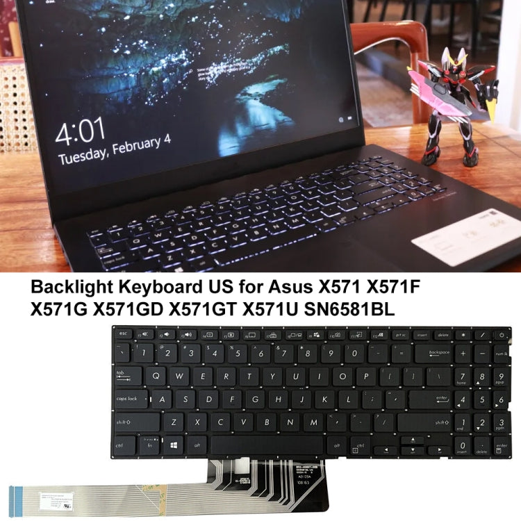 For Asus X571 X571F X571G X571GD US Version Backlight Laptop Keyboard(Black) - Asus Spare Parts by buy2fix | Online Shopping UK | buy2fix