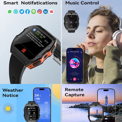 Model X 1.99 inch IP68 Waterproof Android 9.0 4G Dual Cameras Ceramics Smart Watch, Specification:4GB+128GB(Black Orange) - Android Watch by buy2fix | Online Shopping UK | buy2fix