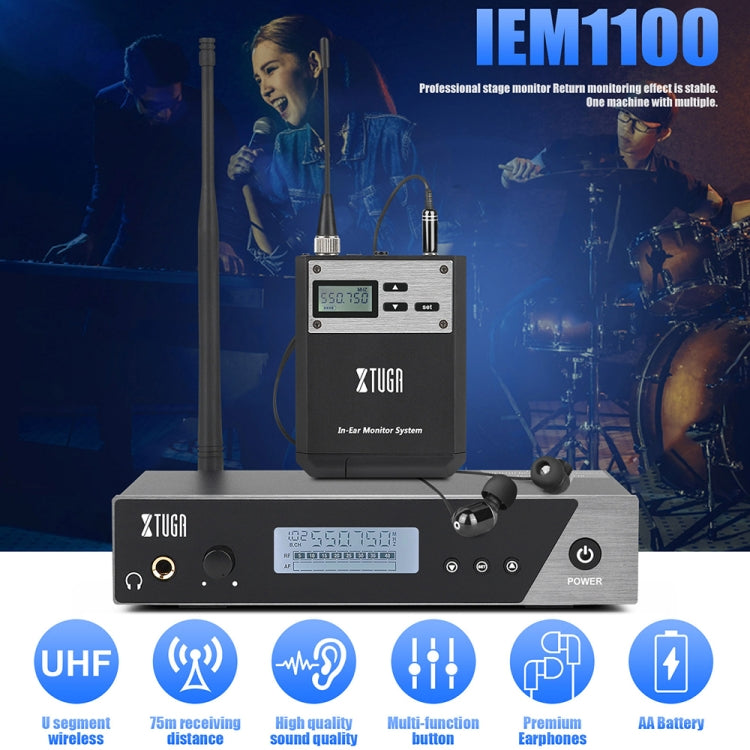 XTUGA  IEM1100 Professional Wireless In Ear Monitor System 1 BodyPacks(AU Plug) - Microphone by XTUGA | Online Shopping UK | buy2fix