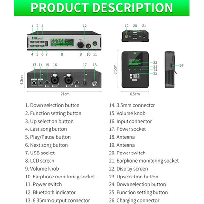 XTUGA SEM100 Professional Wireless In Ear Monitor System 1 BodyPacks(EU Plug) - Microphone by XTUGA | Online Shopping UK | buy2fix