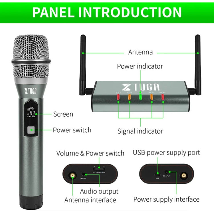 XTUGA U-F4600 Professional 4-Channel UHF Wireless Microphone System with 4 Handheld Microphone(UK Plug) - Microphone by XTUGA | Online Shopping UK | buy2fix