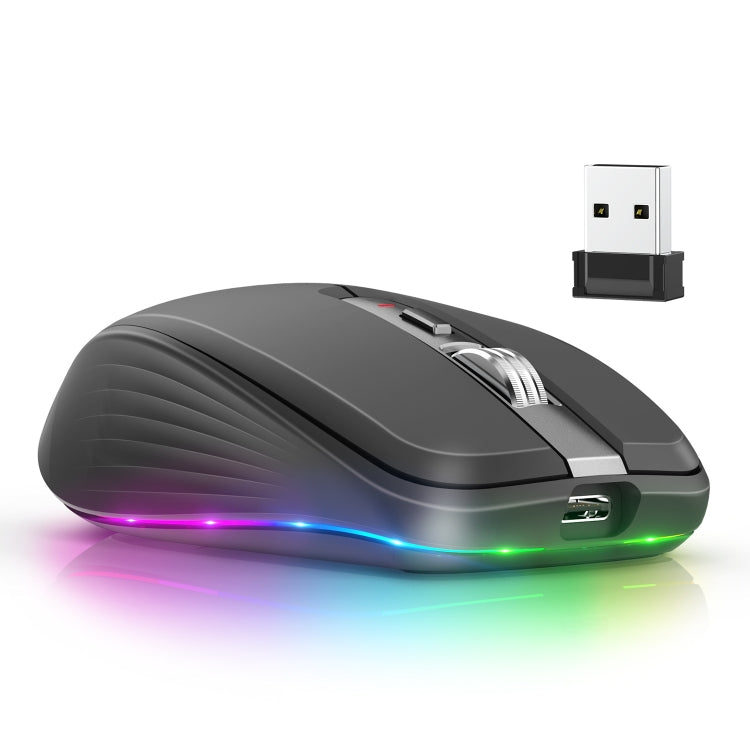 HXSJ M303 2400DPI Dual Mode 2.4GHz + Bluetooth 5.1 Wireless Mouse(Black) - Wireless Mice by HXSJ | Online Shopping UK | buy2fix