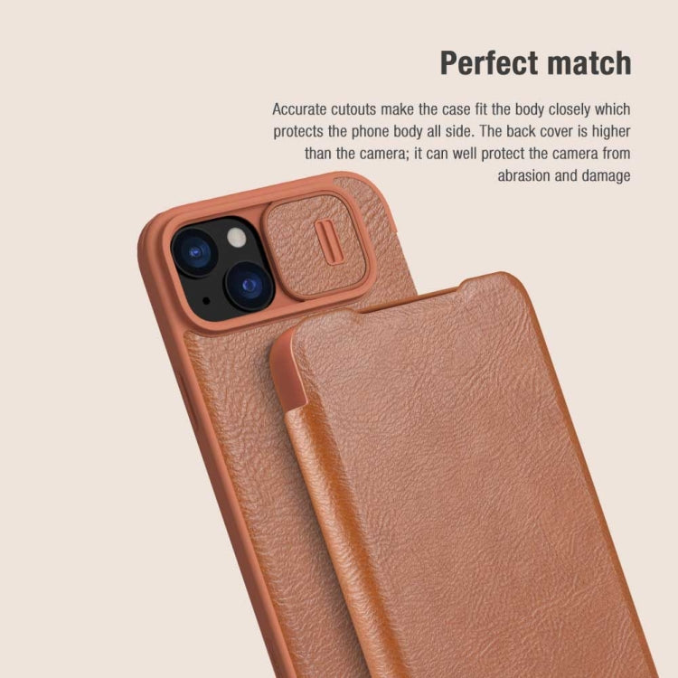 For iPhone 15 Plus NILLKIN QIN Series Pro Sliding Camera Cover Design Leather Phone Case(Black) - iPhone 15 Plus Cases by NILLKIN | Online Shopping UK | buy2fix