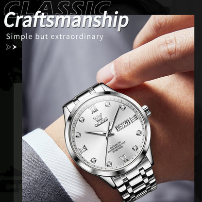 OLEVS 9946 Men Diamond Roman Scale Waterproof Quartz Watch(White + Silver) - Metal Strap Watches by OLEVS | Online Shopping UK | buy2fix