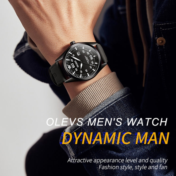 OLEVS 9962 Men Multifunctional Waterproof Quartz Watch(Silver + Black) - Leather Strap Watches by OLEVS | Online Shopping UK | buy2fix