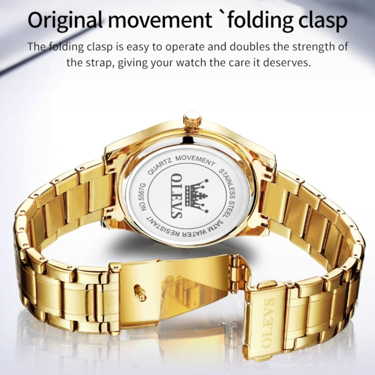 OLEVS 5567 Men Steel Strap Waterproof Quartz Watch(Gold) - Metal Strap Watches by OLEVS | Online Shopping UK | buy2fix