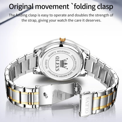 OLEVS 5567 Men Steel Strap Waterproof Quartz Watch(White + Gold) - Metal Strap Watches by OLEVS | Online Shopping UK | buy2fix