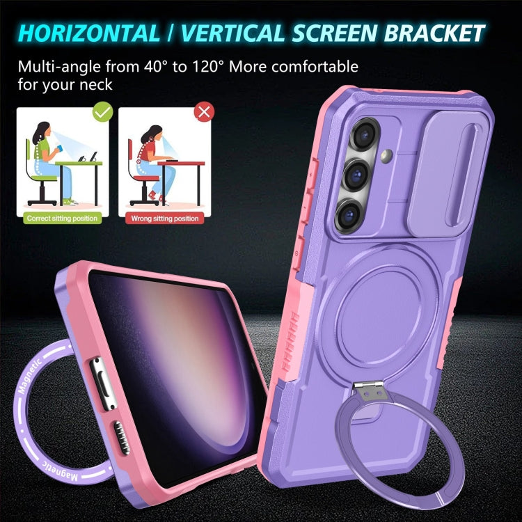 For Samsung Galaxy S23 FE 5G Sliding Camshield Magsafe Holder TPU Hybrid PC Phone Case(Pink Purple) - Galaxy S23 FE 5G Cases by buy2fix | Online Shopping UK | buy2fix